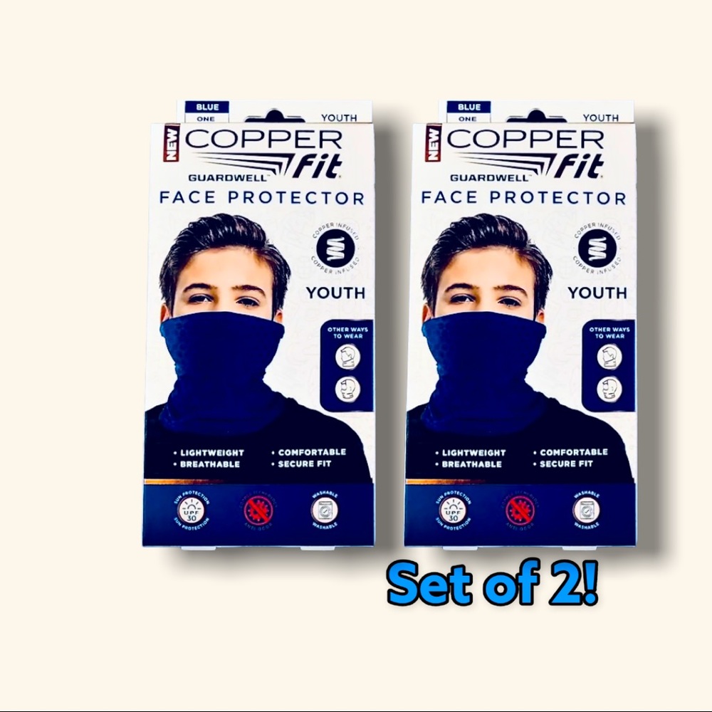 Copper Fit Guardwell Blue Face Protector Youth Mask. Set F 2!